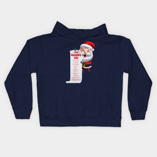 Trump and Friends on the Naughty List Kids Hoodie by NeddyBetty